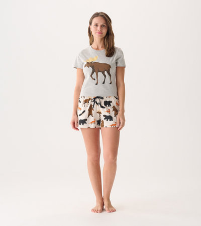 Women's Wild Life T-Shirt and Shorts Pajama Separates