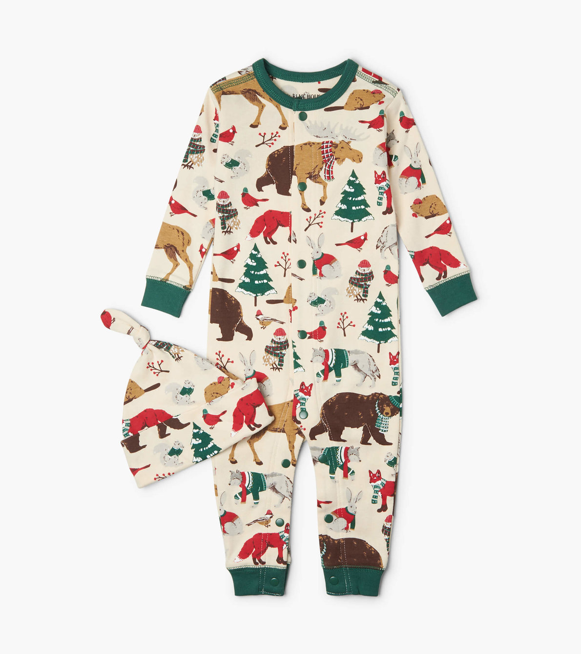 View larger image of Woodland Winter Baby Coverall with Hat
