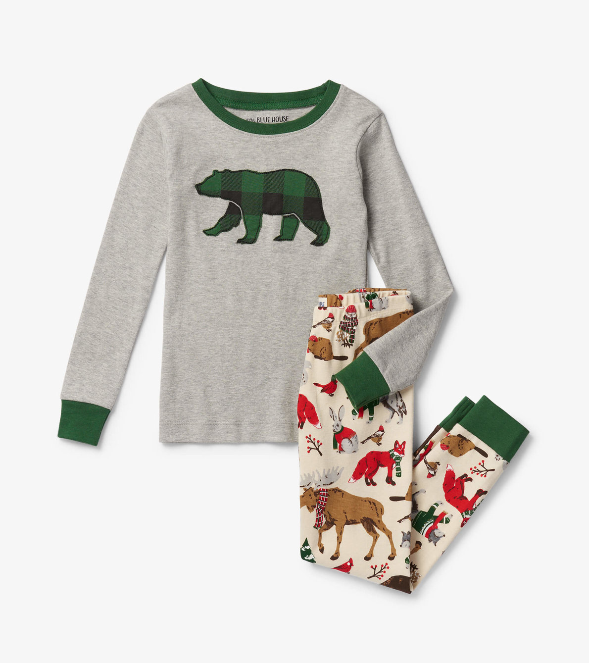 View larger image of Woodland Winter Kids Appliqué Pajama Set
