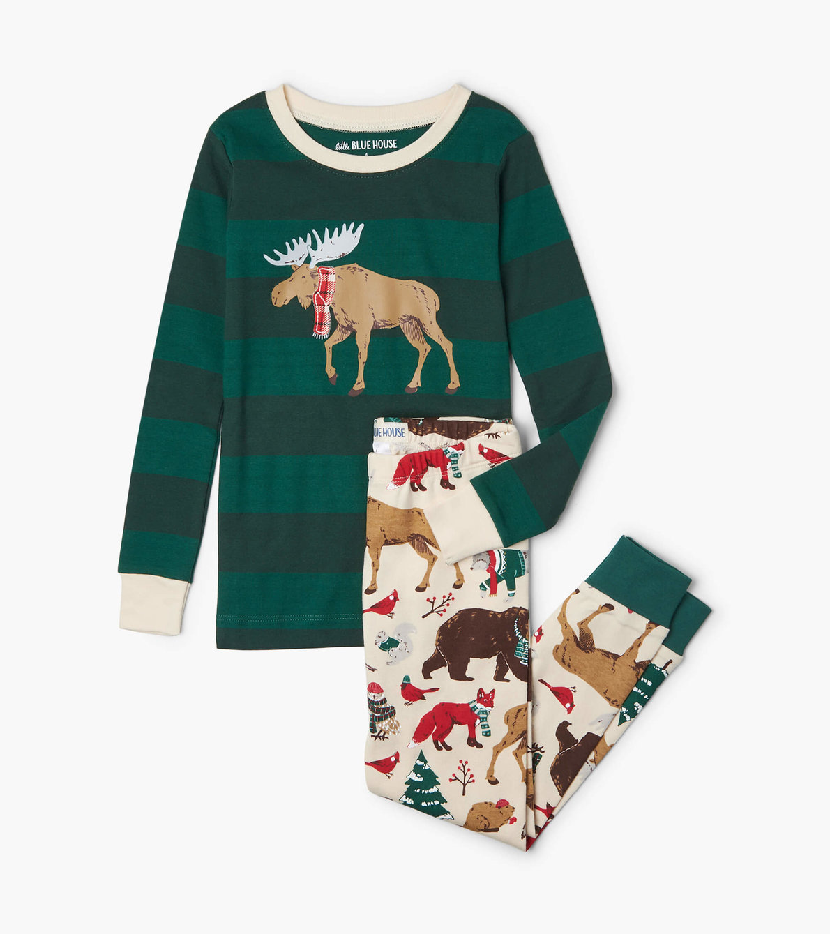 View larger image of Woodland Winter Kids Appliqué Pajama Set