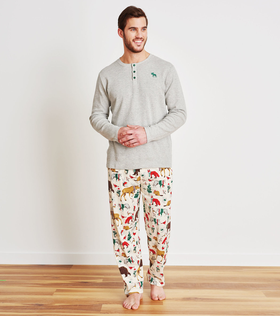 Agrandir l'image de Pantalon de pyjama en jersey pour homme – Forêt hivernale