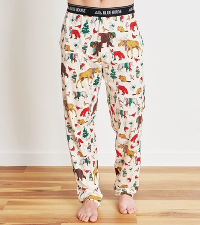 Pantalon de pyjama en jersey pour homme – Forêt hivernale