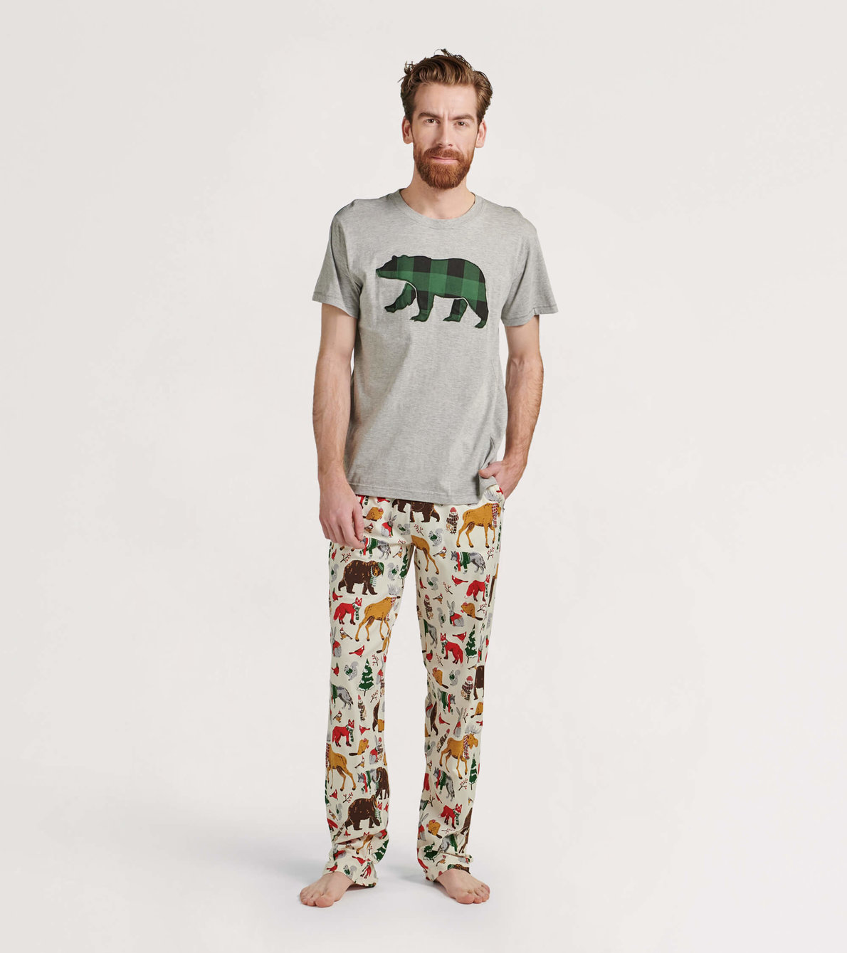 View larger image of Woodland Winter Men's Tee and Pants Pajama Separates