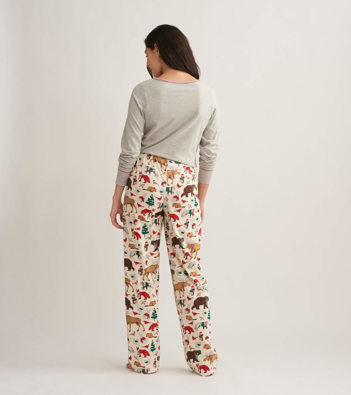 Agrandir l'image de Ensemble de pyjama t-shirt et pantalon interchangeables pour femme - Forêt hivernale