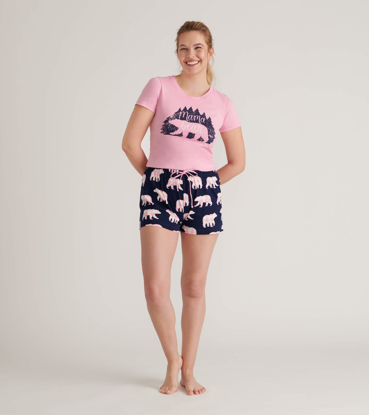 Agrandir l'image de T-shirt de pyjama pour femme – Maman ourse dans les bois