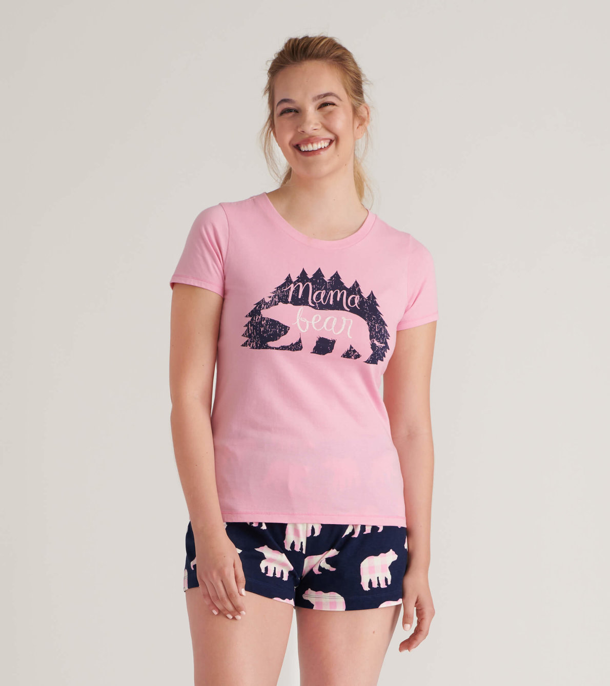Agrandir l'image de T-shirt de pyjama pour femme – Maman ourse dans les bois