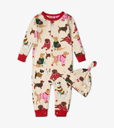 Woofing Christmas Baby Coverall & Hat