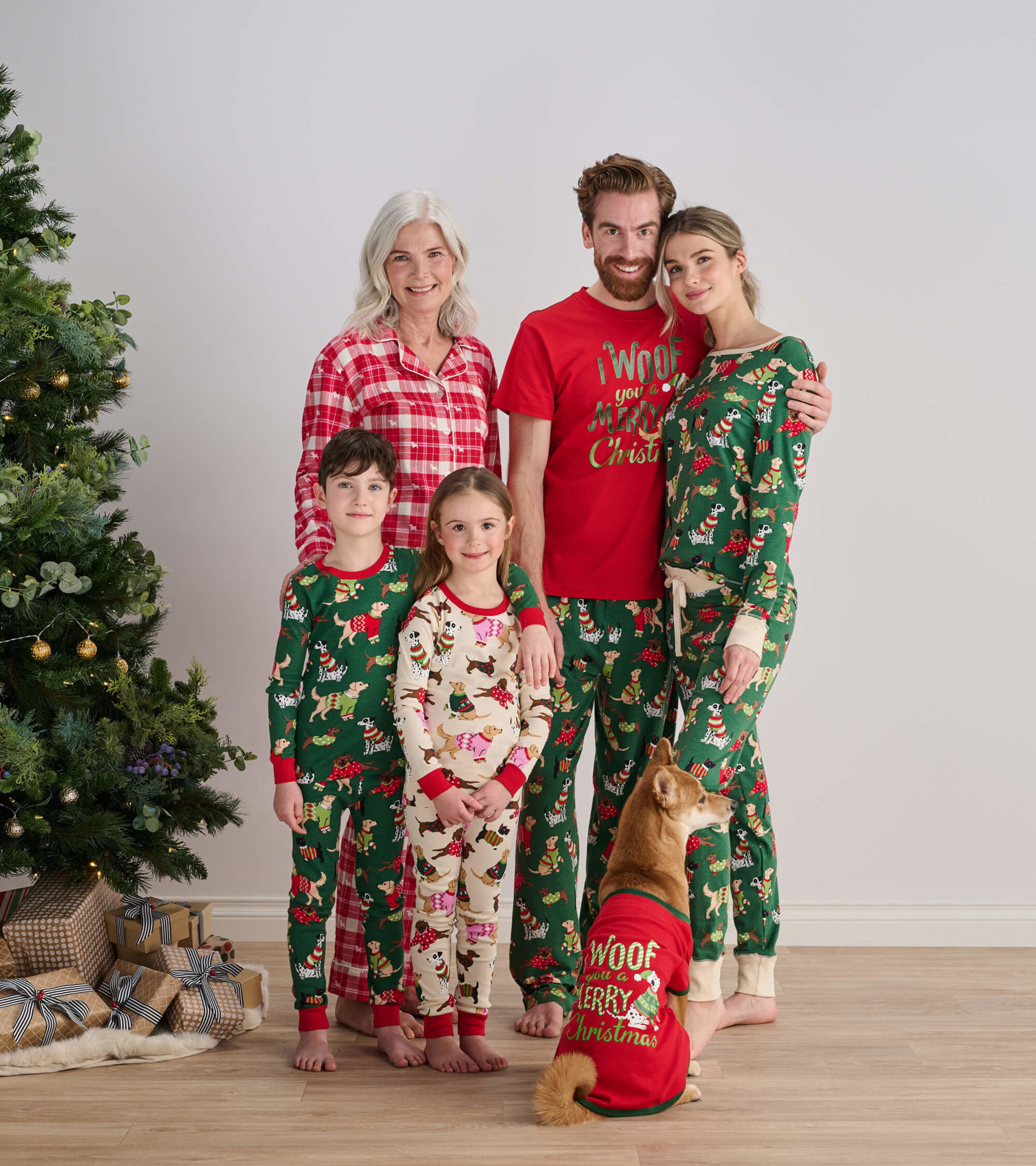 Matching family, ultra soft long sleeve PJ set - Christmas pug
