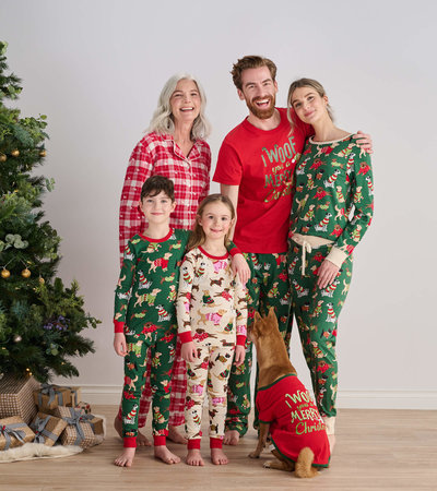 Holiday Print Long John Pajama Set