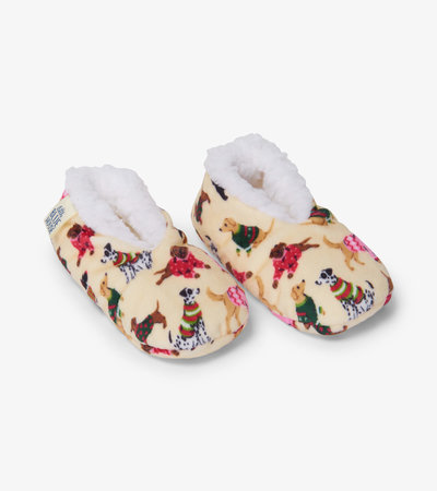 Woofing Christmas Kids Warm And Cozy Slippers