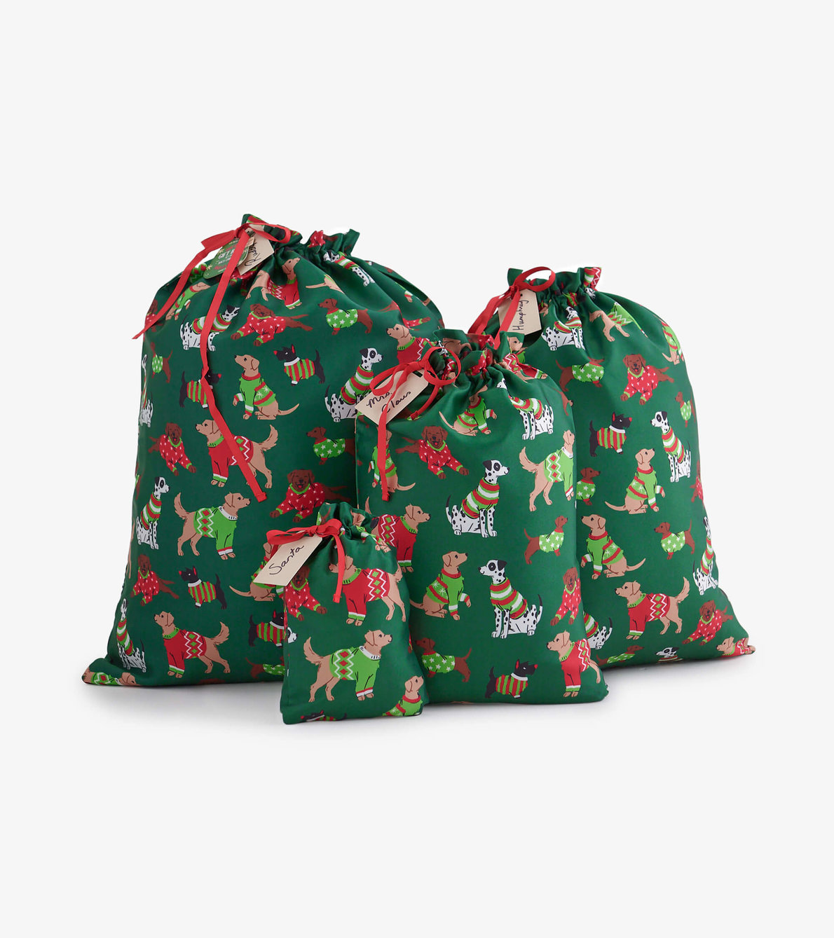 Agrandir l'image de Ensemble de sacs cadeaux réutilisables – Chiens des fêtes