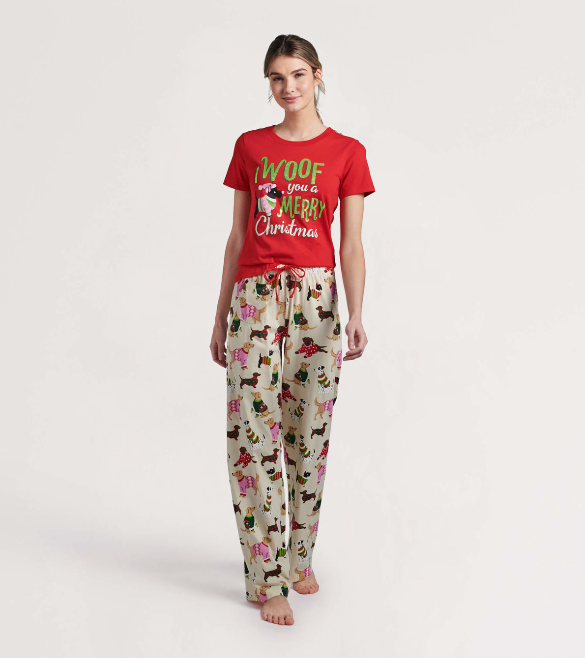 Agrandir l'image de Pantalon de pyjama en jersey pour femme – Chiens des fêtes