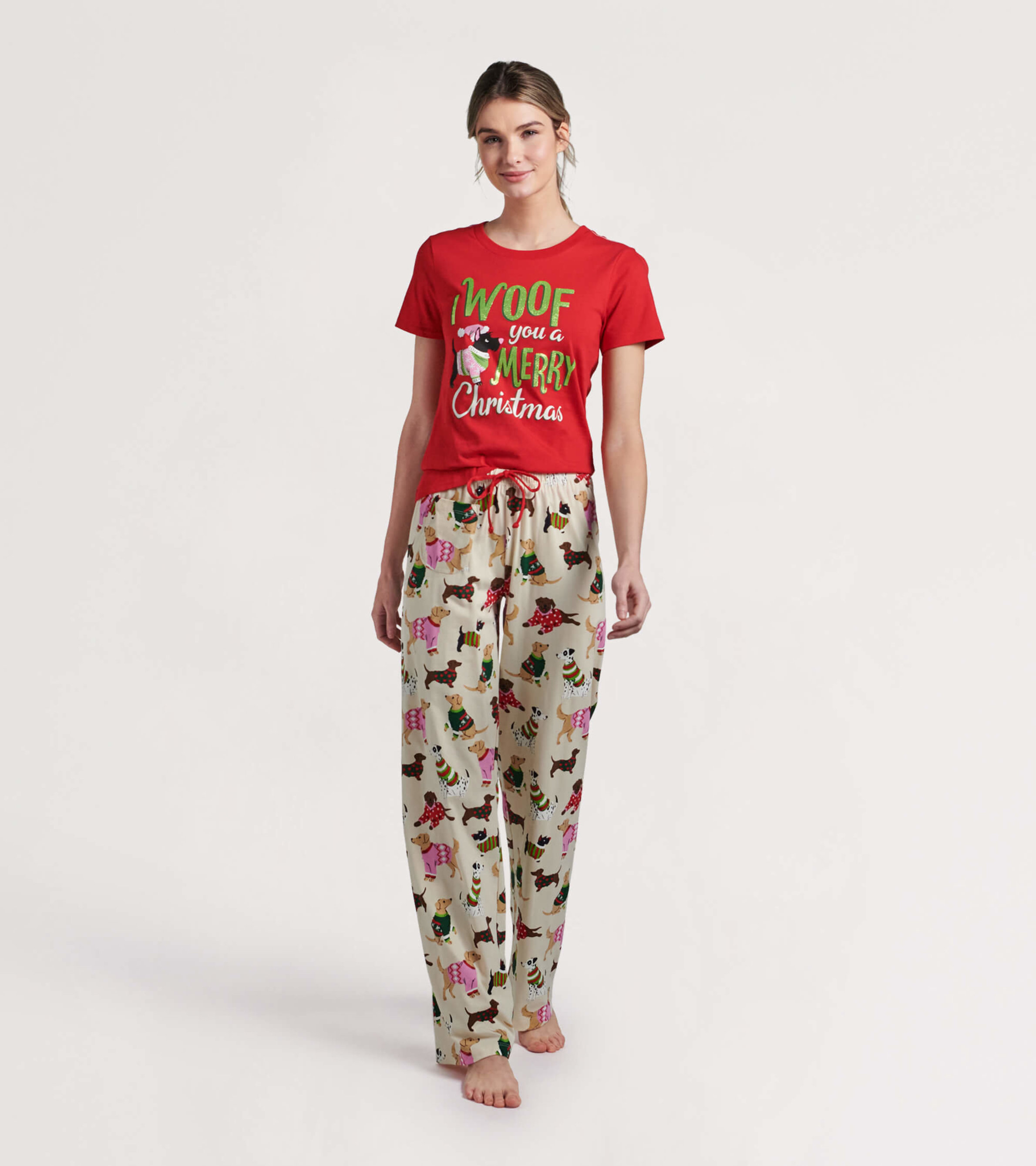 Women's Country Christmas Jersey Pajama Pants - Little Blue House CA