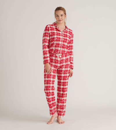 Pyjama en flanelle pour femme – Chiens sur motif écossais