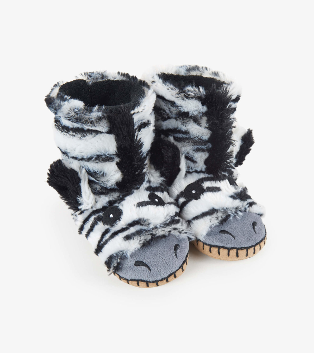 View larger image of Zebra Kids Fuzzy Slouch Slippers