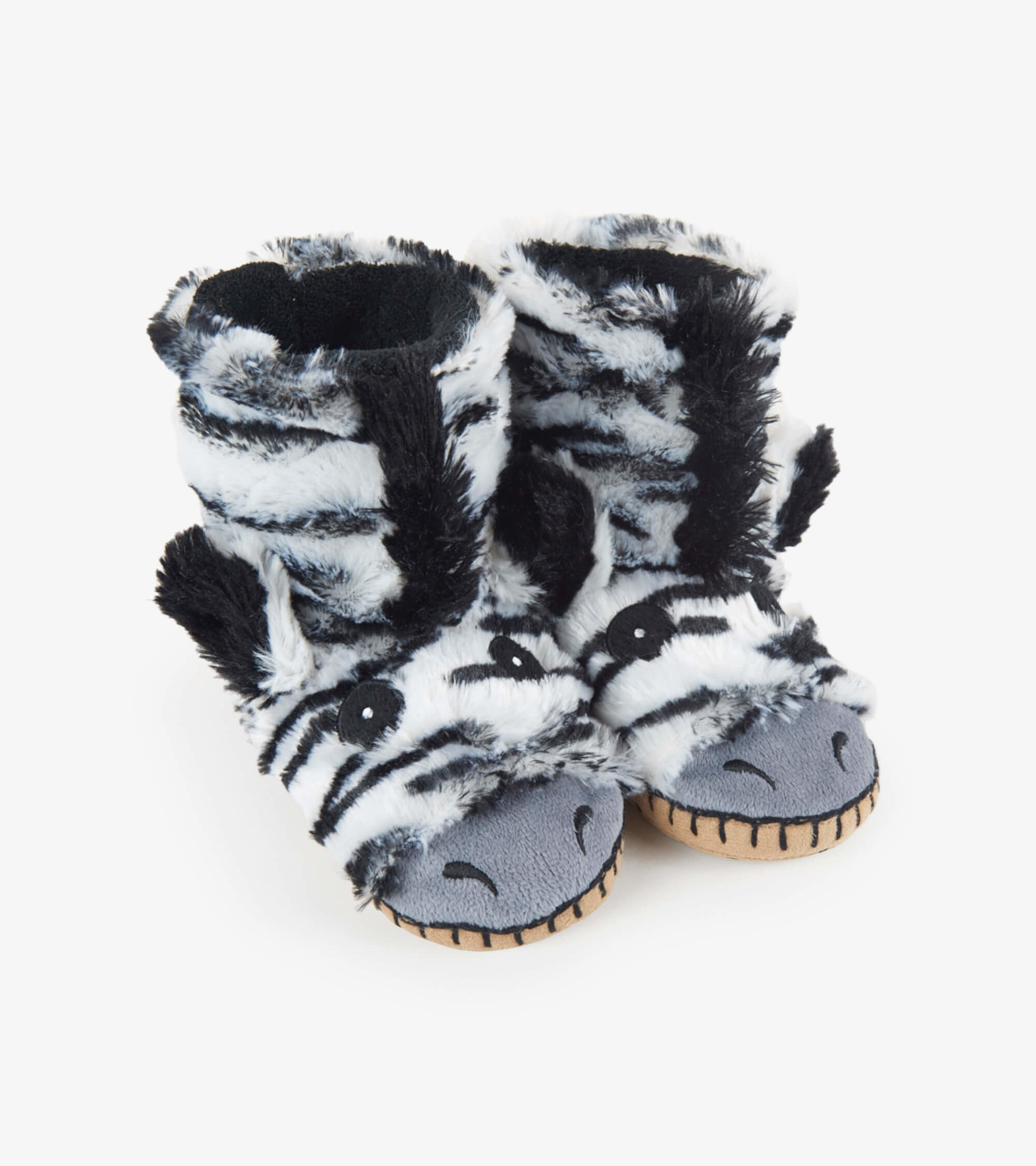 Zebra Kids Fuzzy Slouch Slippers - Little US